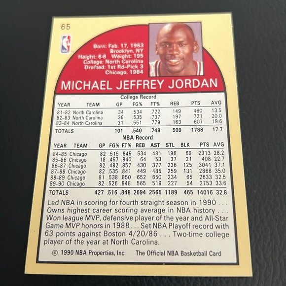 Michael Jordan Chicago bulls 1990 NBA hoops #65 - Picture 2 of 3